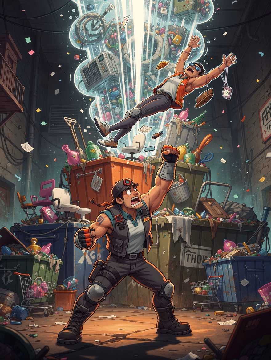 Dumpster Throne Meteor Drop finisher