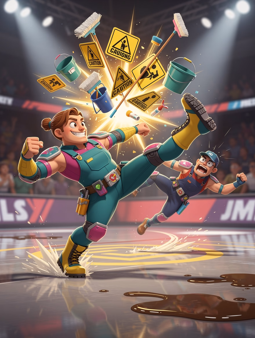 Janitor Wet Floor Reset finisher