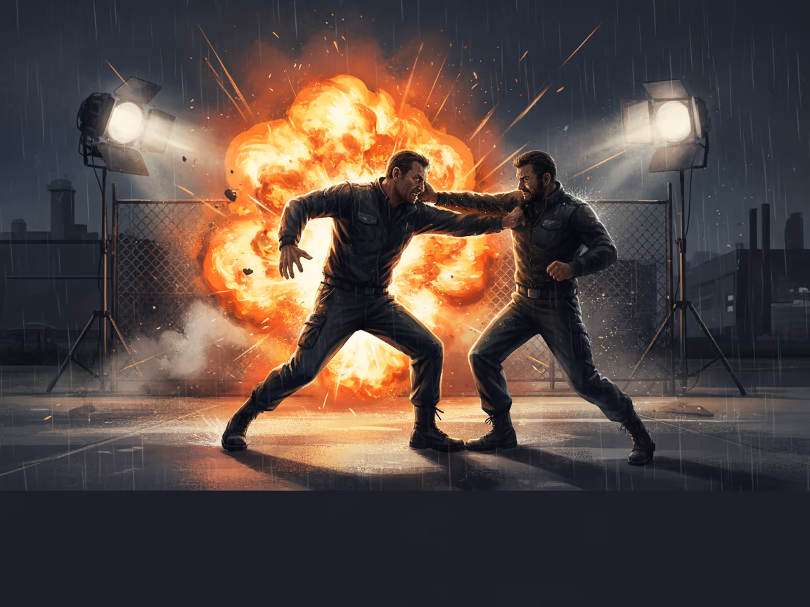 An original cinematic Cinema Icons fighter in motion