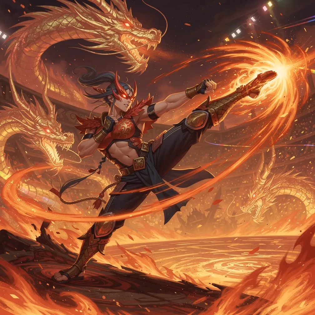 Crimson-Eyed Inferno Kickboxing fighting style