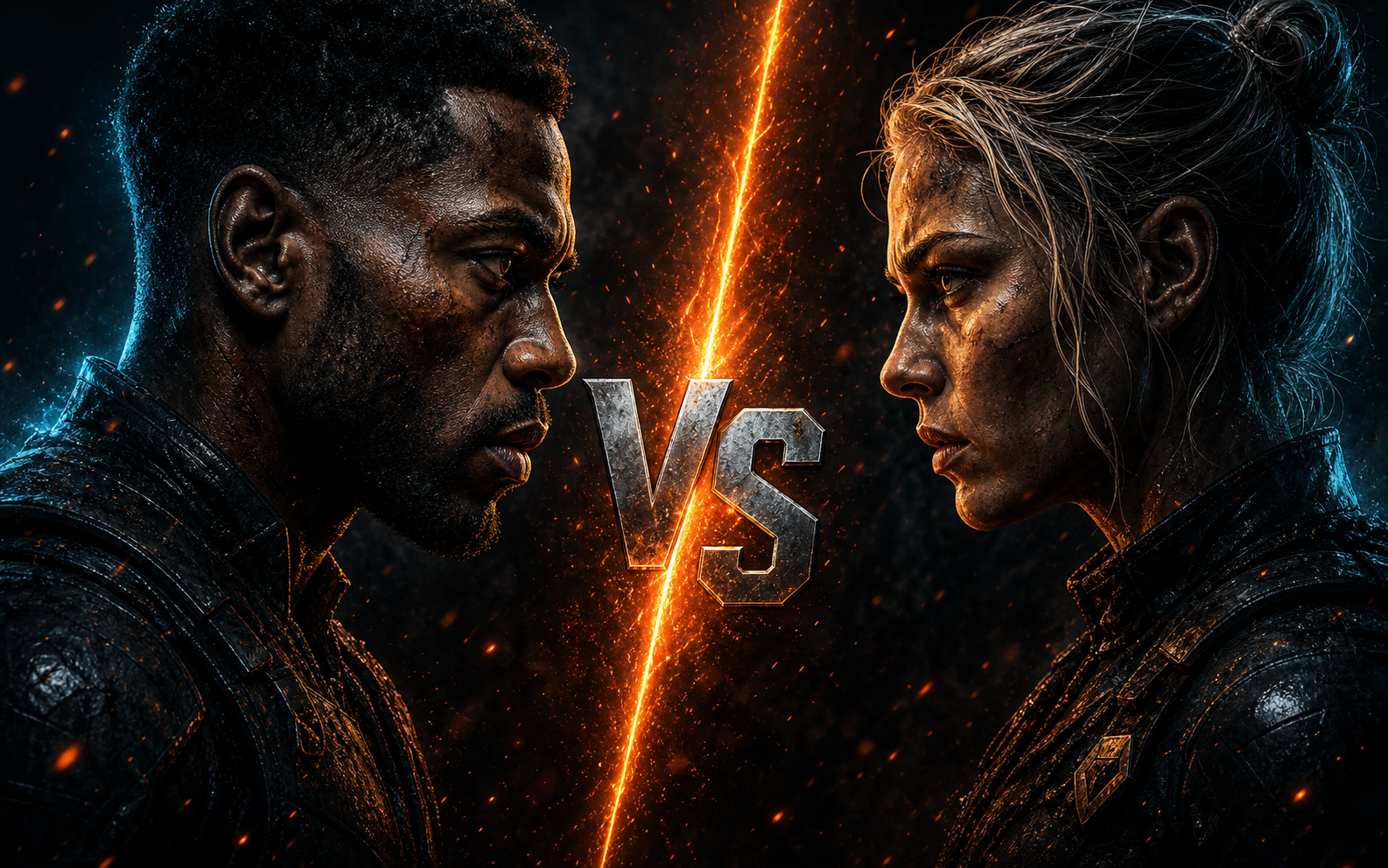 Two fighters facing off in cinematic VIDO key art.