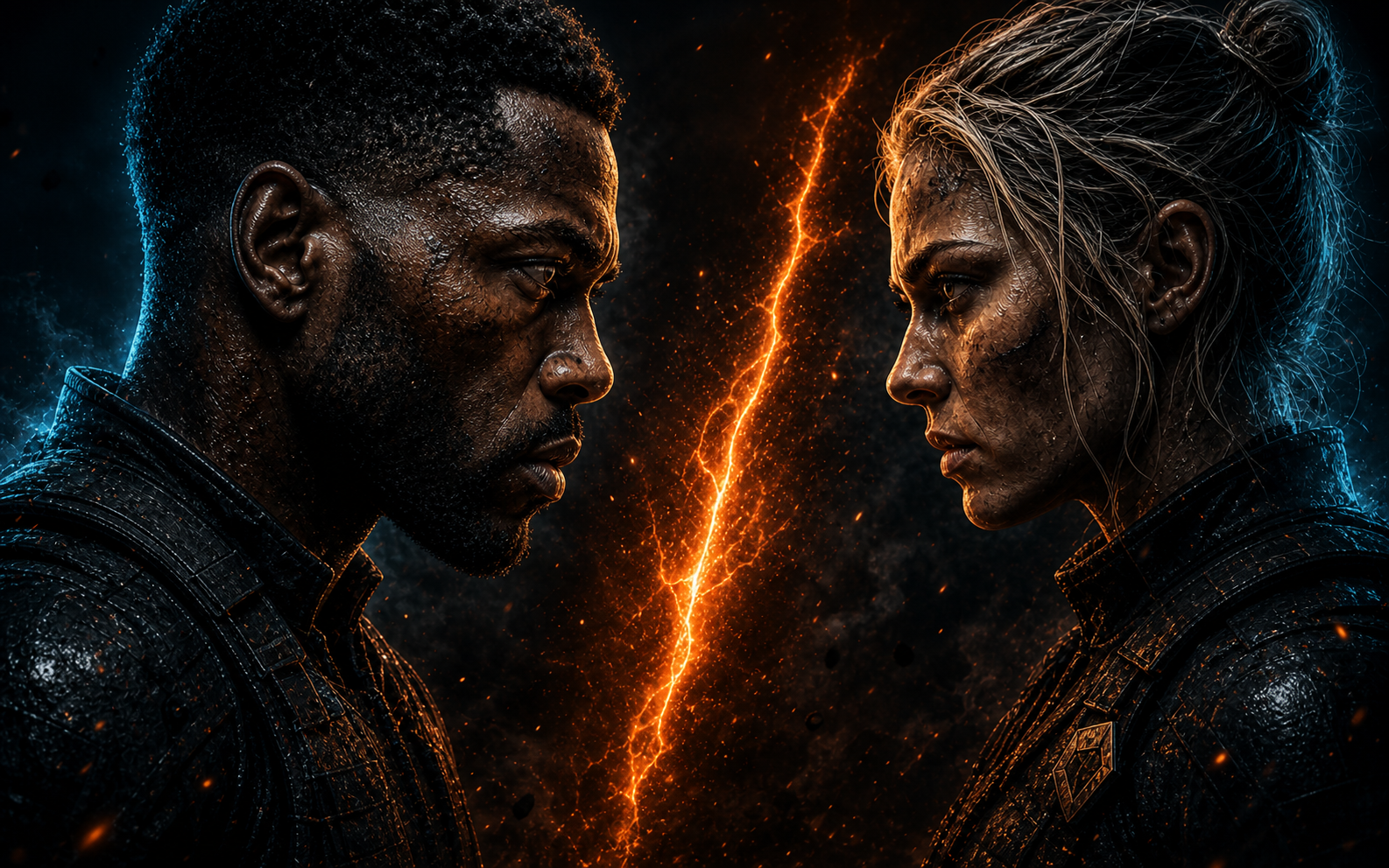 Two fighters facing off in cinematic VIDO key art.