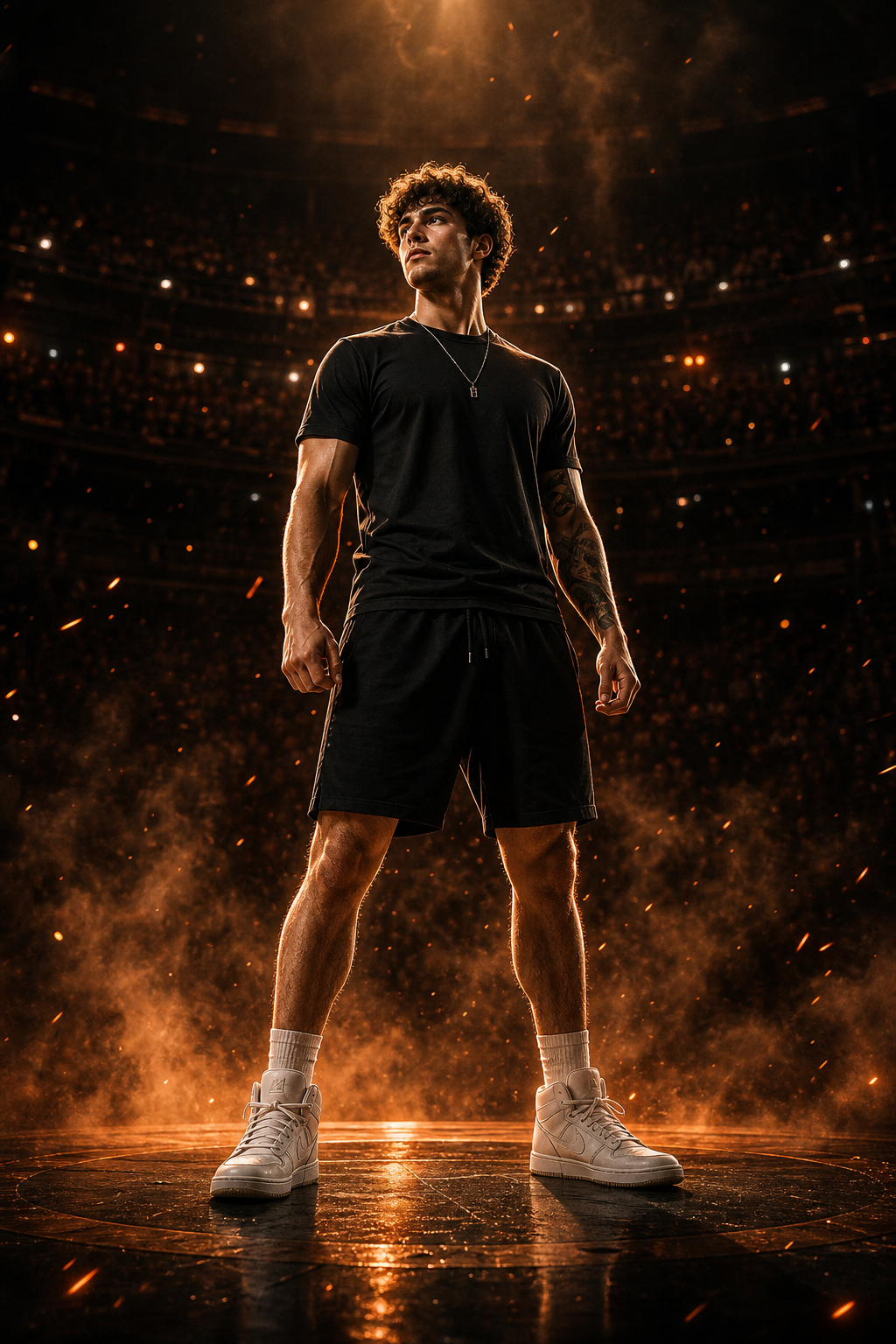 A fighter standing in the arena